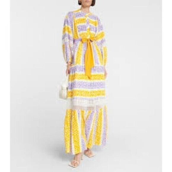 Diane Von Furstenberg Tessa Guipure Lace-Trimmed Printed Jacquard Maxi Dress - Picture 1 of 9